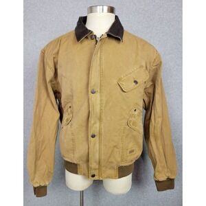 Kakadu Mens 5B21‎ Double Bay Bomber Canvas Jacket Mustard Leather Collar XL